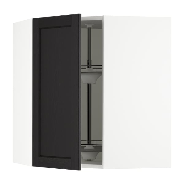 SEKTION Armoire murale angle +rgt pivotant, blanc/Lerhyttan teinté noir, 26x15x30 "