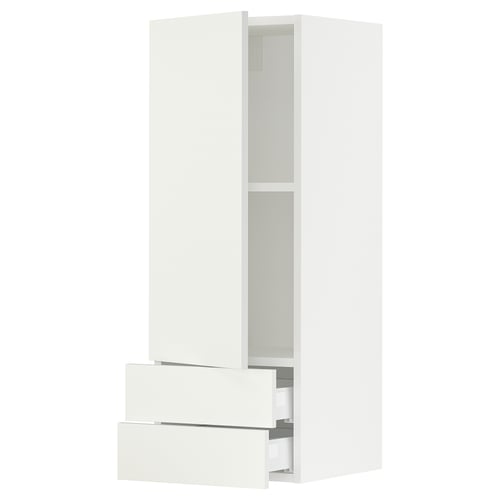 SEKTION Armoire murale avec porte/2tiroirs, blanc/Vallstena blanc, 15x15x40 "