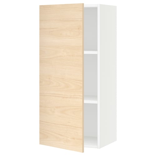 SEKTION Armoire murale, blanc/Askersund effet frêne clair, 18x15x40 "