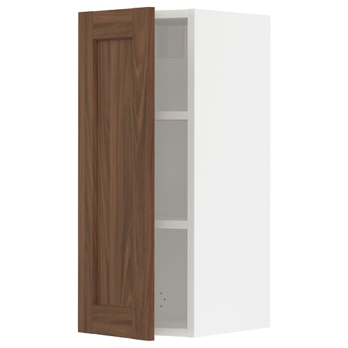 SEKTION Armoire murale, blanc Enköping/brun effet noyer, 12x15x30 "