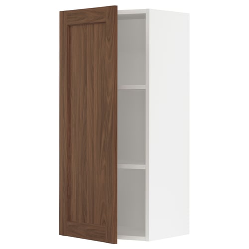 SEKTION Armoire murale, blanc Enköping/brun effet noyer, 18x15x40 "