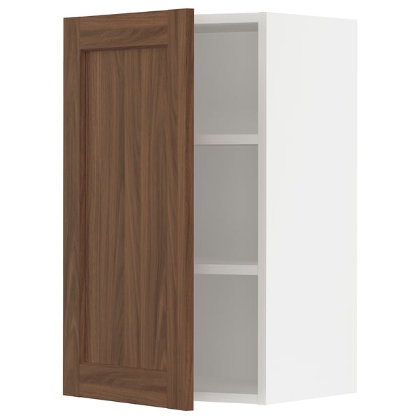 SEKTION Armoire murale, blanc Enköping/brun effet noyer, 18x15x30 "