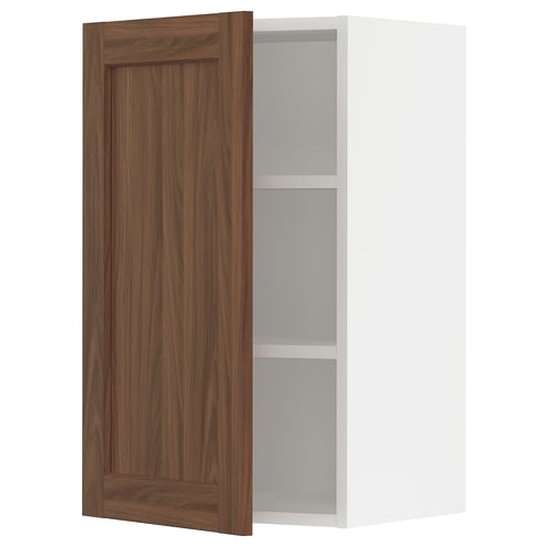SEKTION Armoire murale, blanc Enköping/brun effet noyer, 18x15x30 "