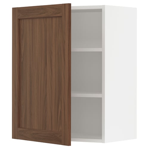 SEKTION Armoire murale, blanc Enköping/brun effet noyer, 24x15x30 "