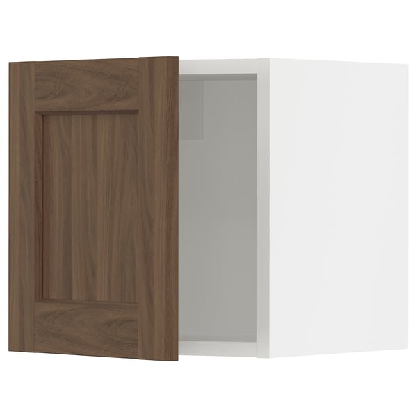 SEKTION Armoire murale, blanc Enköping/brun effet noyer, 15x15x15 "