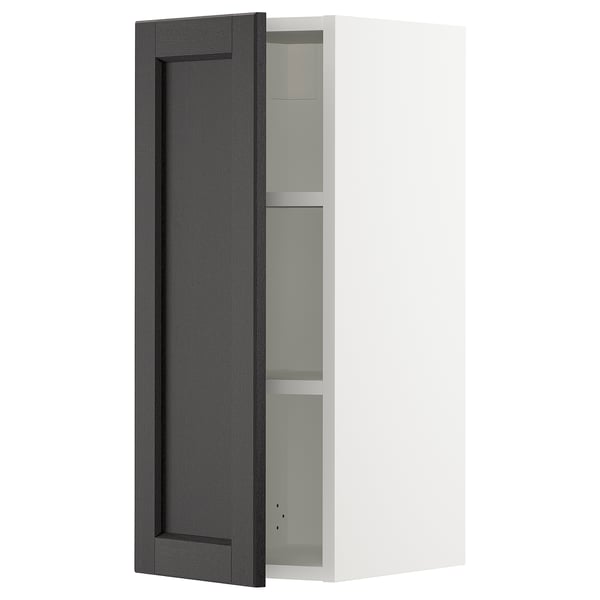 SEKTION Armoire murale, blanc/Lerhyttan teinté noir, 12x15x30 "