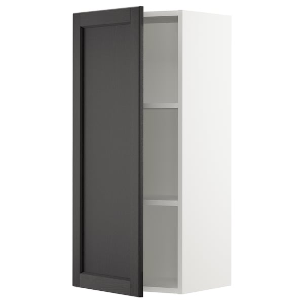 SEKTION Armoire murale, blanc/Lerhyttan teinté noir, 18x15x40 "