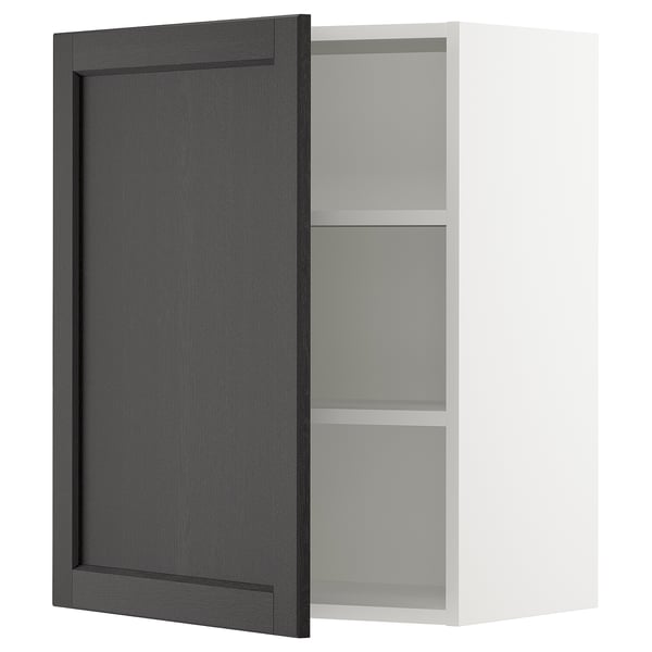 SEKTION Armoire murale, blanc/Lerhyttan teinté noir, 24x15x30 "