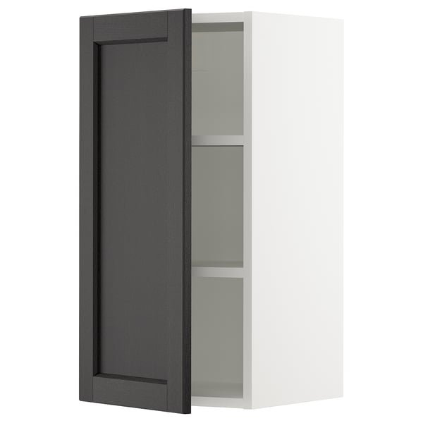 SEKTION Armoire murale, blanc/Lerhyttan teinté noir, 15x15x30 "