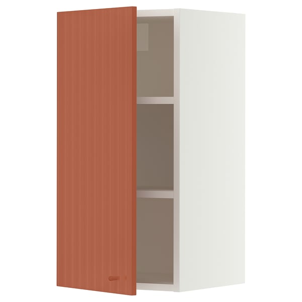 SEKTION Armoire murale, blanc/Terrsjö motif cannelé brun-rouge, 15x15x30 "