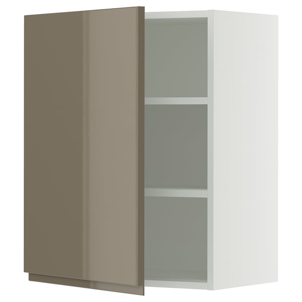 SEKTION Armoire murale, blanc/Voxtorp gris-brun foncé ultrabrillant, 24x15x30 "