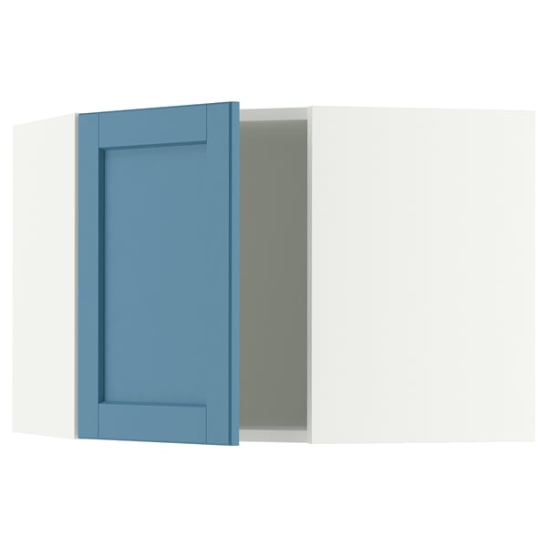 SEKTION Armoire murale d'angle, blanc/Lerhyttan bleu, 26x15x20 "