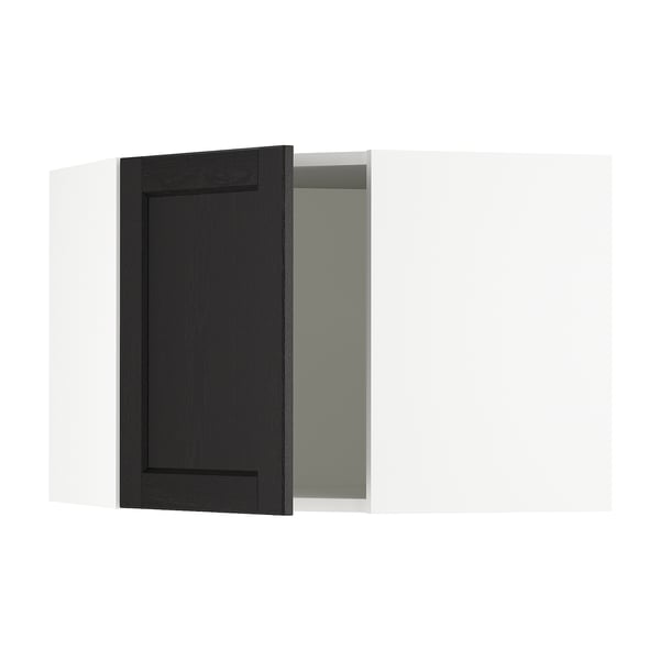 SEKTION Armoire murale d'angle, blanc/Lerhyttan teinté noir, 26x15x20 "