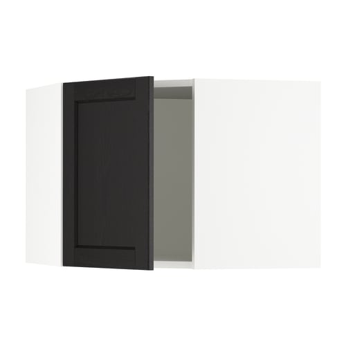 SEKTION Armoire murale d'angle, blanc/Lerhyttan teinté noir, 26x15x20 "