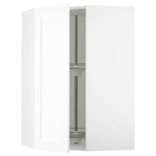 SEKTION Armoire murale d'angle+rgt pivot, blanc Enköping/blanc effet bois, 26x15x40 "