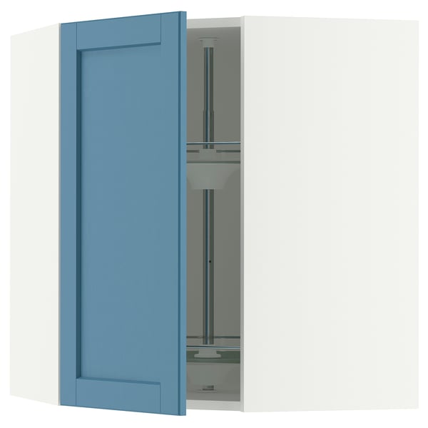 SEKTION Armoire murale d'angle+rgt pivot, blanc/Lerhyttan bleu, 26x15x30 "
