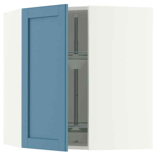 SEKTION Armoire murale d'angle+rgt pivot, blanc/Lerhyttan bleu, 26x15x30 "