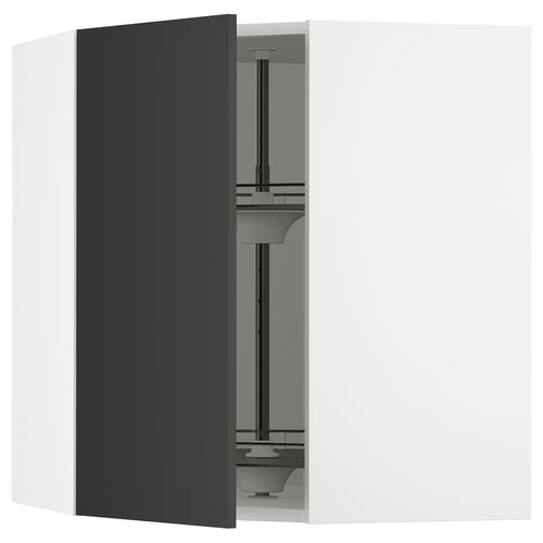 SEKTION Armoire murale d'angle+rgt pivot, blanc/Nickebo anthracite mat, 26x15x30 "