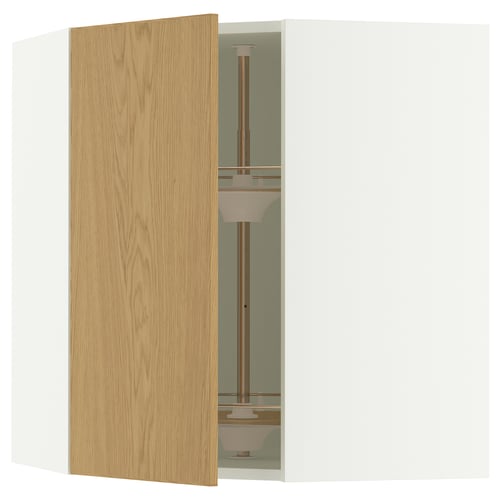 SEKTION Armoire murale d'angle+rgt pivot, blanc/Sinarp chêne plaqué, 26x15x30 "