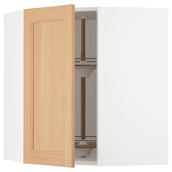 SEKTION Armoire murale d'angle+rgt pivot, blanc/Vedhamn chêne, 26x15x30 "