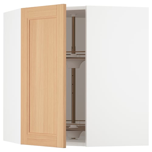 SEKTION Armoire murale d'angle+rgt pivot, blanc/Vedhamn chêne, 26x15x30 "