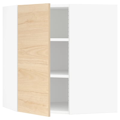 SEKTION Armoire murale d'angle+tablettes, blanc/Askersund effet frêne clair, 26x15x30 "