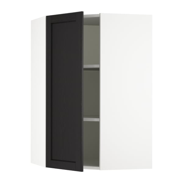SEKTION Armoire murale d'angle+tablettes, blanc/Lerhyttan teinté noir, 26x15x40 "
