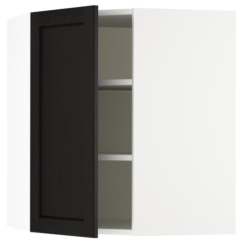 SEKTION Armoire murale d'angle+tablettes, blanc/Lerhyttan teinté noir, 26x15x30 "