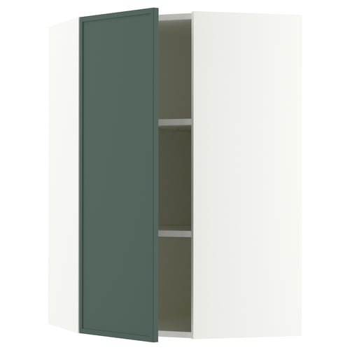 SEKTION Armoire murale d'angle+tblts, blanc/Aspudden gris-vert foncé, 26x15x40 "