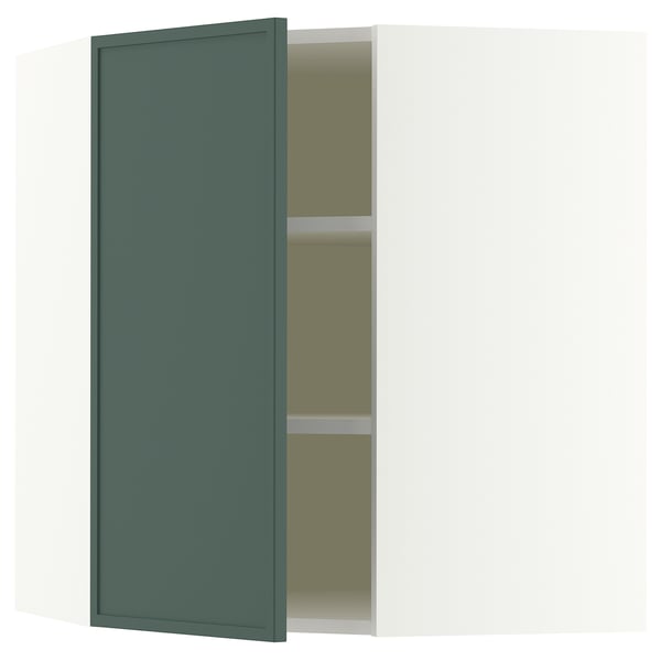 SEKTION Armoire murale d'angle+tblts, blanc/Aspudden gris-vert foncé, 26x15x30 "