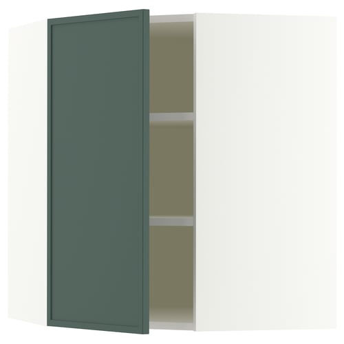 SEKTION Armoire murale d'angle+tblts, blanc/Aspudden gris-vert foncé, 26x15x30 "