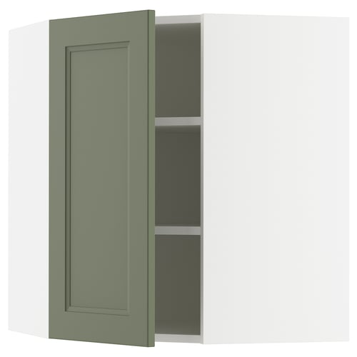 SEKTION Armoire murale d'angle+tblts, blanc/Axstad gris-vert, 26x15x30 "