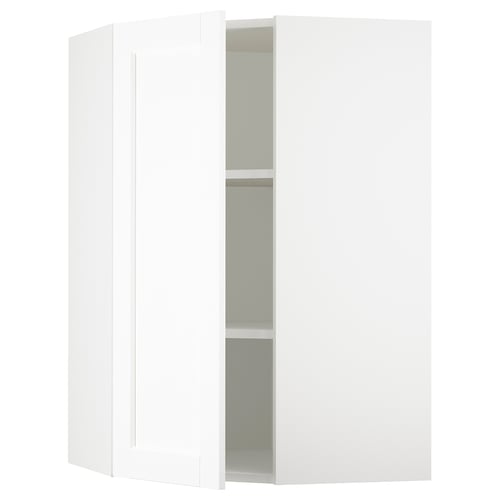 SEKTION Armoire murale d'angle+tblts, blanc Enköping/blanc effet bois, 26x15x40 "
