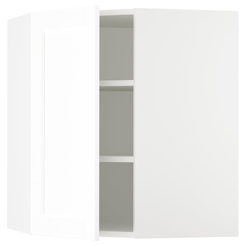 SEKTION Armoire murale d'angle+tblts, blanc Enköping/blanc effet bois, 26x15x30 "