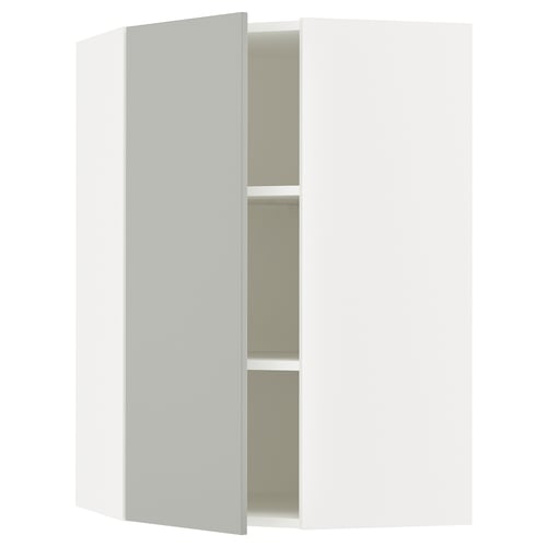 SEKTION Armoire murale d'angle+tblts, blanc/Havstorp gris clair, 26x15x40 "
