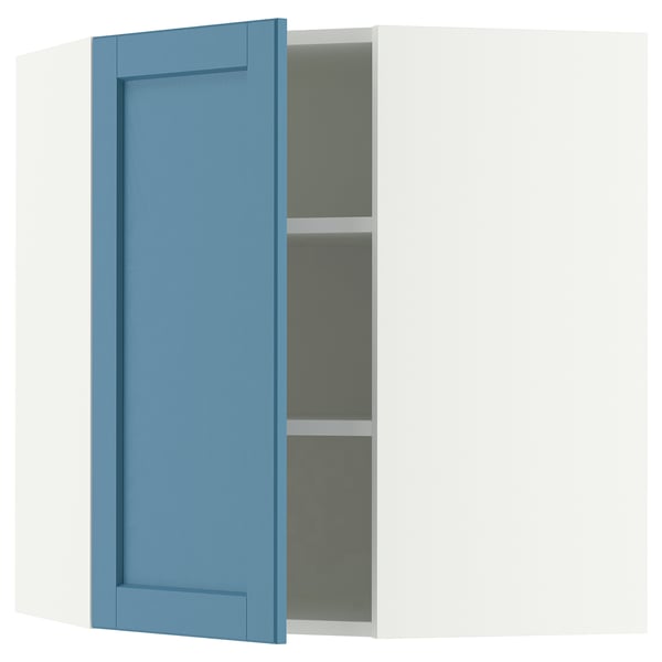 SEKTION Armoire murale d'angle+tblts, blanc/Lerhyttan bleu, 26x15x30 "