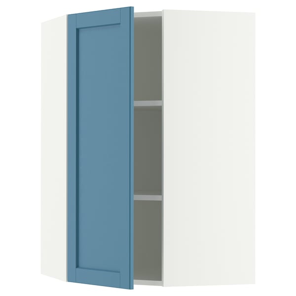 SEKTION Armoire murale d'angle+tblts, blanc/Lerhyttan bleu, 26x15x40 "