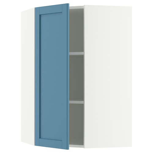 SEKTION Armoire murale d'angle+tblts, blanc/Lerhyttan bleu, 26x15x40 "