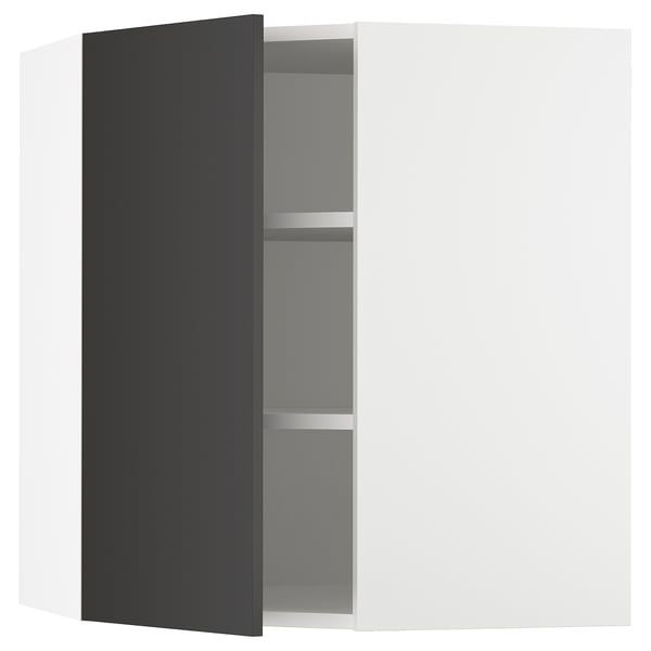 SEKTION Armoire murale d'angle+tblts, blanc/Nickebo anthracite mat, 26x15x30 "