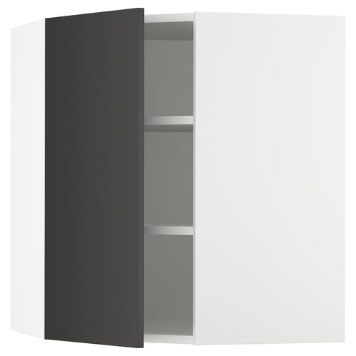 SEKTION Armoire murale d'angle+tblts, blanc/Nickebo anthracite mat, 26x15x30 "