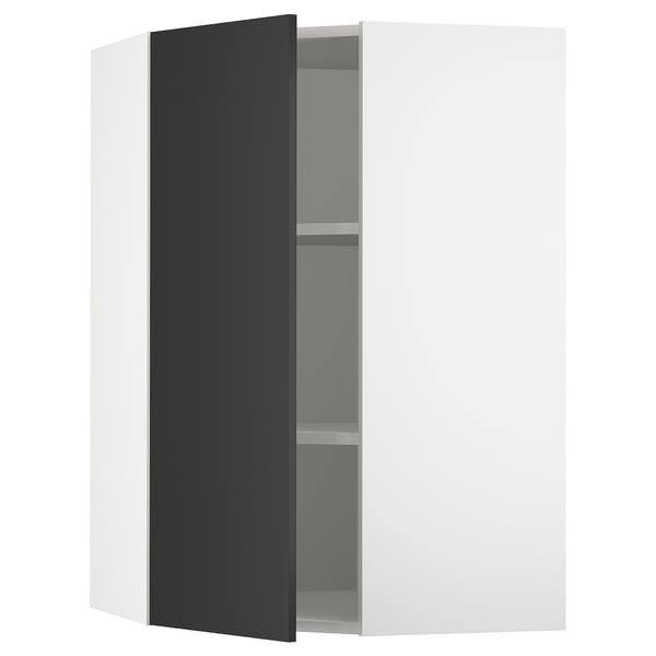SEKTION Armoire murale d'angle+tblts, blanc/Nickebo anthracite mat, 26x15x40 "
