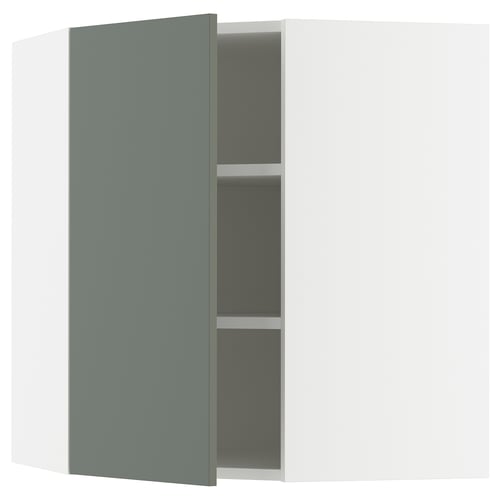 SEKTION Armoire murale d'angle+tblts, blanc/Nickebo gris -vert mat, 26x15x30 "
