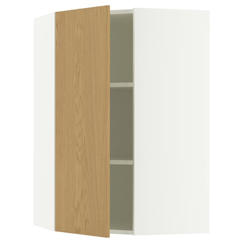 SEKTION Armoire murale d'angle+tblts, blanc/Sinarp chêne plaqué, 26x15x40 "