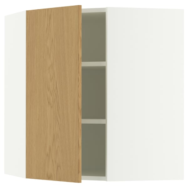 SEKTION Armoire murale d'angle+tblts, blanc/Sinarp chêne plaqué, 26x15x30 "