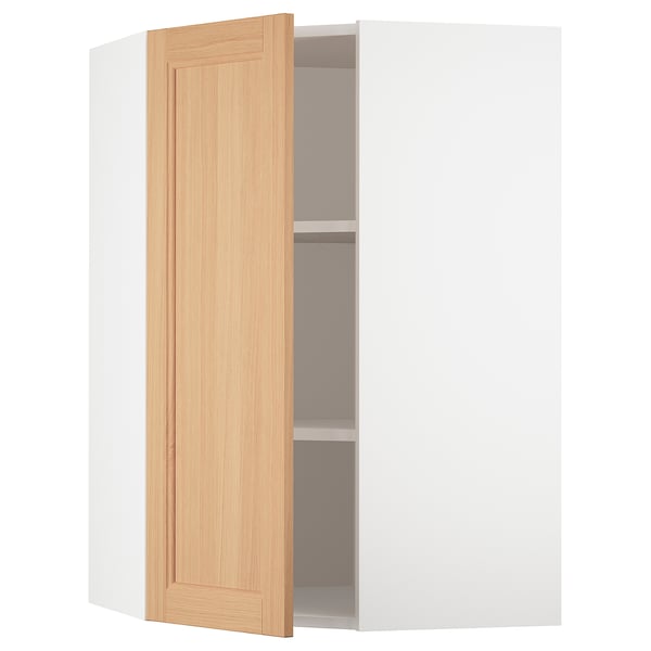 SEKTION Armoire murale d'angle+tblts, blanc/Vedhamn chêne, 26x15x40 "