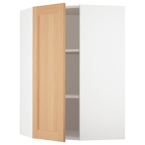 SEKTION Armoire murale d'angle+tblts, blanc/Vedhamn chêne, 26x15x40 "