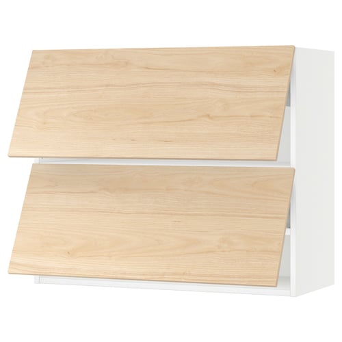 SEKTION Armoire murale horiz+2ptes, blanc/Askersund effet frêne clair, 36x15x30 "