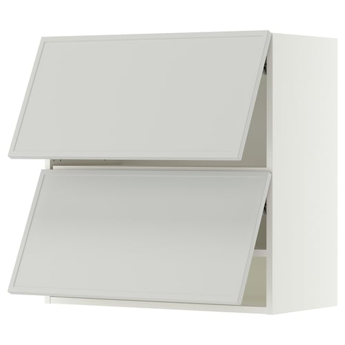 SEKTION Armoire murale horiz+2ptes, blanc/Aspudden gris clair, 30x15x30 "