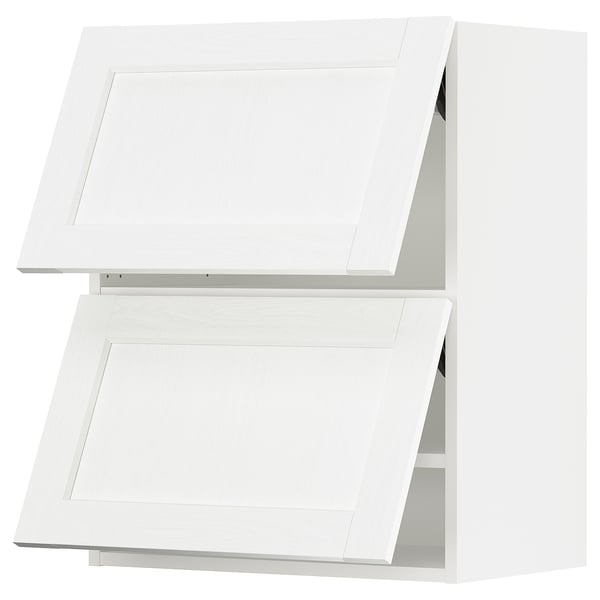 SEKTION Armoire murale horiz+2ptes, blanc Enköping/blanc effet bois, 24x15x30 "