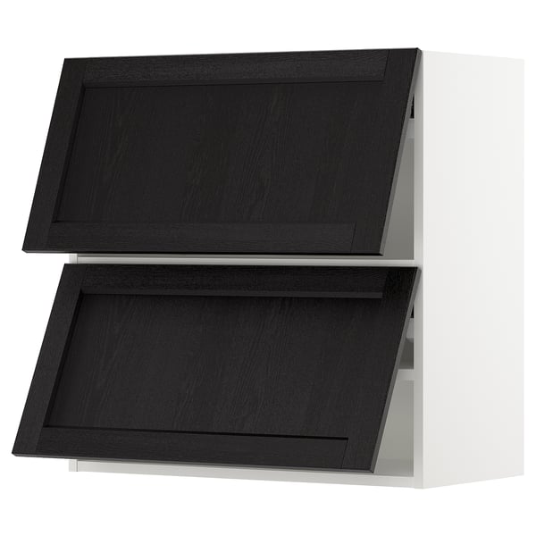 SEKTION Armoire murale horiz+2ptes, blanc/Lerhyttan teinté noir, 30x15x30 "